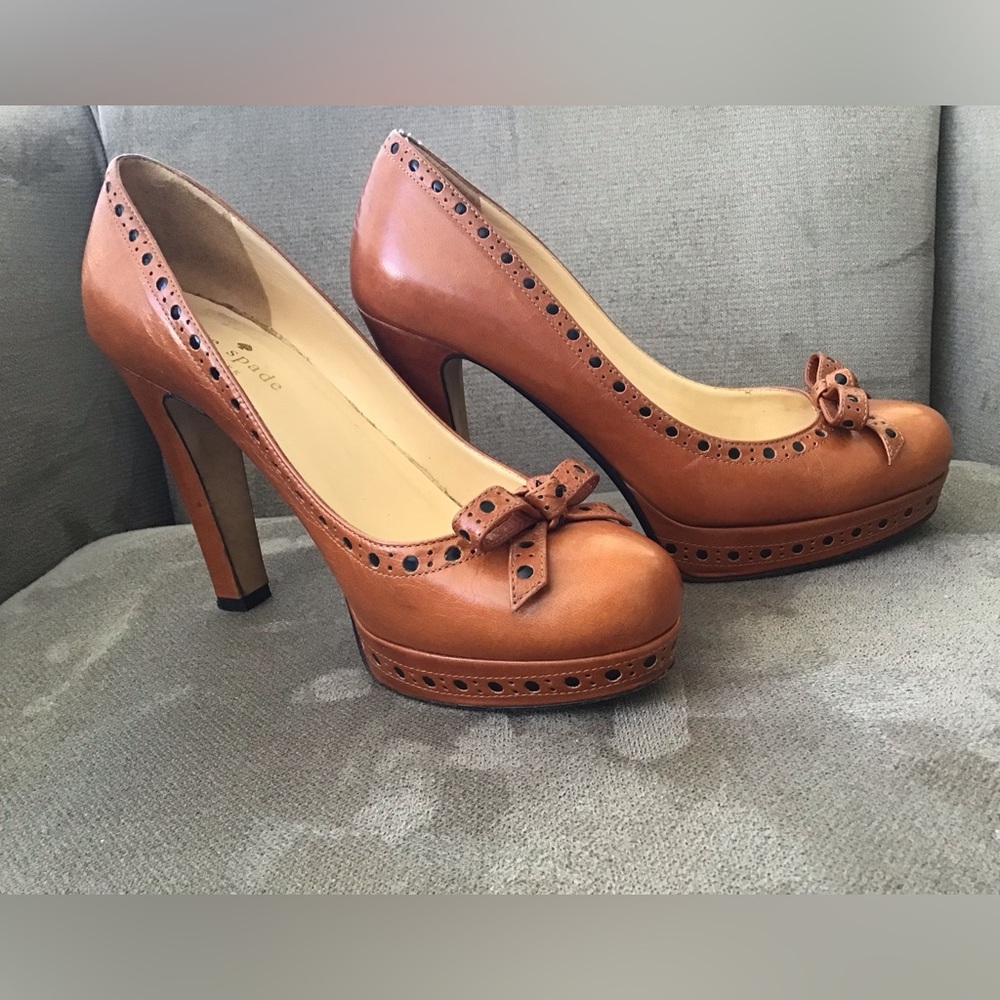 Kate Spade Leather Platform Heels Size 6 - Picture 2 of 16